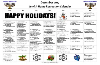 Activity Calendar of The Jewish Home Harrisburg, Assisted Living, Nursing Home, Independent Living, CCRC, Harrisburg, PA 1