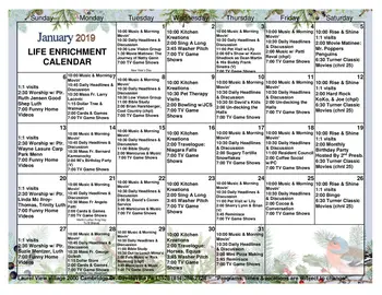Activity Calendar of Laurel View Village, Assisted Living, Nursing Home, Independent Living, CCRC, Davidsville, PA 3