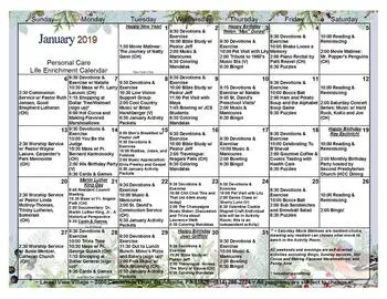 Activity Calendar of Laurel View Village, Assisted Living, Nursing Home, Independent Living, CCRC, Davidsville, PA 7