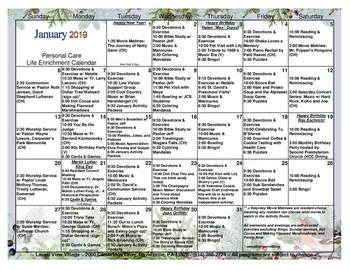 Activity Calendar of Laurel View Village, Assisted Living, Nursing Home, Independent Living, CCRC, Davidsville, PA 6