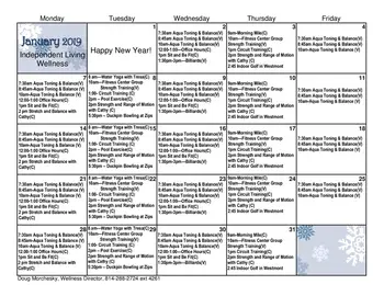 Activity Calendar of Laurel View Village, Assisted Living, Nursing Home, Independent Living, CCRC, Davidsville, PA 10
