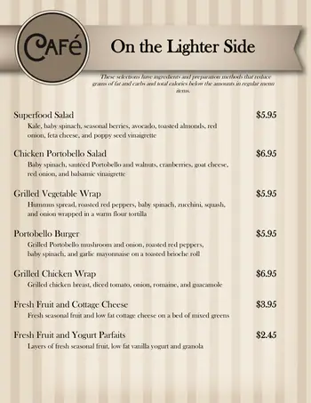 Dining menu of Pleasant View Retirement Community, Assisted Living, Nursing Home, Independent Living, CCRC, Manheim, PA 1