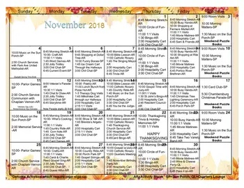 Activity Calendar of Shook Home, Assisted Living, Nursing Home, Independent Living, CCRC, Chambersburg, PA 3