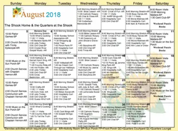 Activity Calendar of Shook Home, Assisted Living, Nursing Home, Independent Living, CCRC, Chambersburg, PA 5