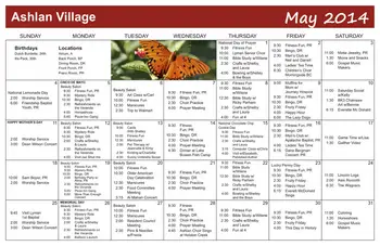 Activity Calendar of Cascades Verdae, Assisted Living, Nursing Home, Independent Living, CCRC, Greenville, SC 1