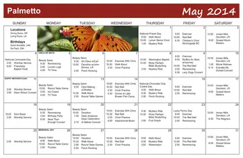 Activity Calendar of Cascades Verdae, Assisted Living, Nursing Home, Independent Living, CCRC, Greenville, SC 2