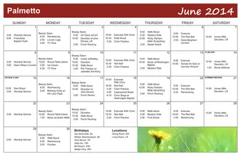 Activity Calendar of Cascades Verdae, Assisted Living, Nursing Home, Independent Living, CCRC, Greenville, SC 4