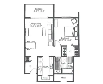 Floorplan of Clemson Downs, Assisted Living, Nursing Home, Independent Living, CCRC, Clemson, SC 1