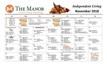 Activity Calendar of The Manor, Assisted Living, Nursing Home, Independent Living, CCRC, Florence, SC 6