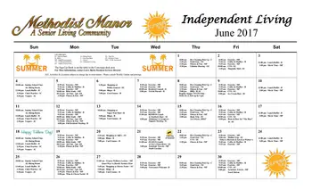 Activity Calendar of The Manor, Assisted Living, Nursing Home, Independent Living, CCRC, Florence, SC 3