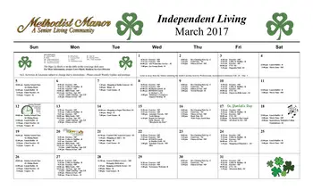 Activity Calendar of The Manor, Assisted Living, Nursing Home, Independent Living, CCRC, Florence, SC 4