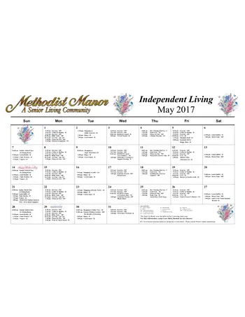 Activity Calendar of The Manor, Assisted Living, Nursing Home, Independent Living, CCRC, Florence, SC 5