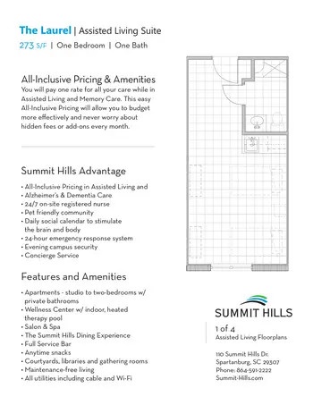 Floorplan of Summit Hills, Assisted Living, Nursing Home, Independent Living, CCRC, Spartanburg, SC 5