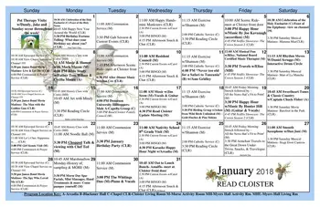 Activity Calendar of Bishop Gadsden, Assisted Living, Nursing Home, Independent Living, CCRC, Charleston, SC 3