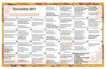 Activity Calendar of Bishop Gadsden, Assisted Living, Nursing Home, Independent Living, CCRC, Charleston, SC 1