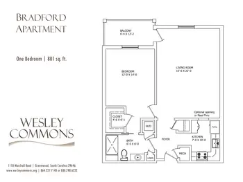 Floorplan of Wesley Commons, Assisted Living, Nursing Home, Independent Living, CCRC, Greenwood, SC 1