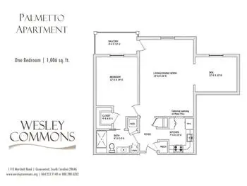 Floorplan of Wesley Commons, Assisted Living, Nursing Home, Independent Living, CCRC, Greenwood, SC 12