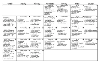 Activity Calendar of Laurel Crest, Assisted Living, Nursing Home, Independent Living, CCRC, West Columbia, SC 1