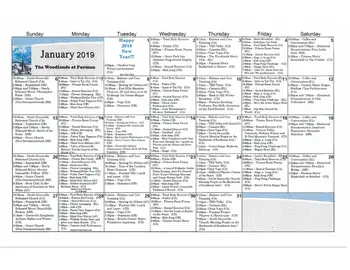 Activity Calendar of The Woodlands at Furman, Assisted Living, Nursing Home, Independent Living, CCRC, Greenville, SC 3