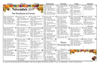Activity Calendar of The Woodlands at Furman, Assisted Living, Nursing Home, Independent Living, CCRC, Greenville, SC 5