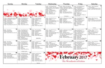 Activity Calendar of The Woodlands at Furman, Assisted Living, Nursing Home, Independent Living, CCRC, Greenville, SC 2