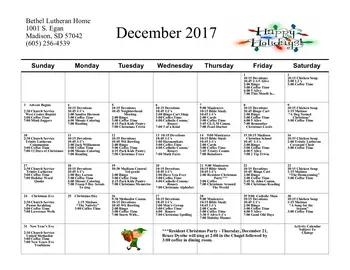 Activity Calendar of Bethel Lutheran Home, Assisted Living, Nursing Home, Independent Living, CCRC, Madison, SD 3