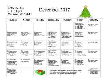 Activity Calendar of Bethel Lutheran Home, Assisted Living, Nursing Home, Independent Living, CCRC, Madison, SD 4