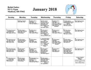 Activity Calendar of Bethel Lutheran Home, Assisted Living, Nursing Home, Independent Living, CCRC, Madison, SD 8