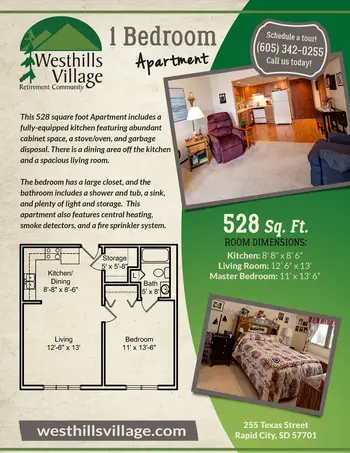 Floorplan of Westhills Village, Assisted Living, Nursing Home, Independent Living, CCRC, Rapid City, SD 3