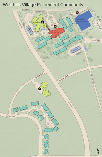 Campus Map of Westhills Village, Assisted Living, Nursing Home, Independent Living, CCRC, Rapid City, SD 4