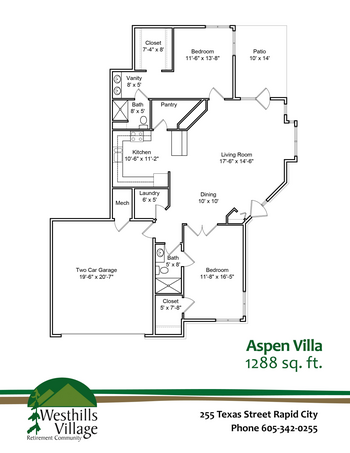 Floorplan of Westhills Village, Assisted Living, Nursing Home, Independent Living, CCRC, Rapid City, SD 10