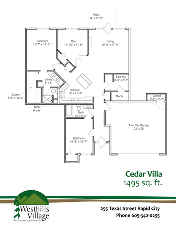 Floorplan of Westhills Village, Assisted Living, Nursing Home, Independent Living, CCRC, Rapid City, SD 15