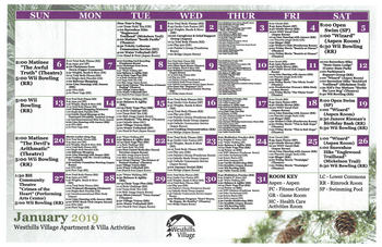 Activity Calendar of Westhills Village, Assisted Living, Nursing Home, Independent Living, CCRC, Rapid City, SD 3