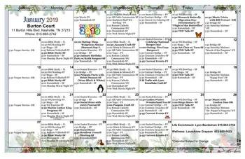Activity Calendar of Blakeford, Assisted Living, Nursing Home, Independent Living, CCRC, Nashville, TN 3
