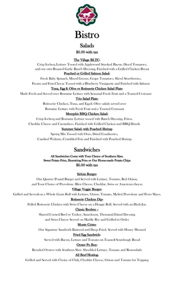 Dining menu of The Village at Germantown, Assisted Living, Nursing Home, Independent Living, CCRC, Germantown, TN 1