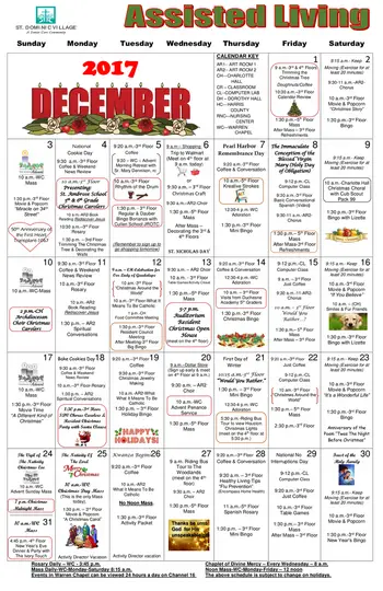 Activity Calendar of St. Dominic Village, Assisted Living, Nursing Home, Independent Living, CCRC, Houston, TX 1
