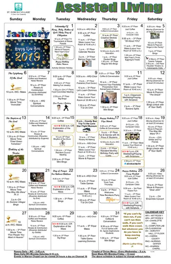 Activity Calendar of St. Dominic Village, Assisted Living, Nursing Home, Independent Living, CCRC, Houston, TX 2