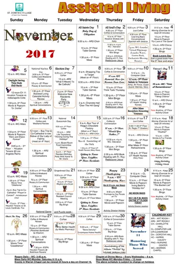Activity Calendar of St. Dominic Village, Assisted Living, Nursing Home, Independent Living, CCRC, Houston, TX 3