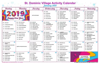 Activity Calendar of St. Dominic Village, Assisted Living, Nursing Home, Independent Living, CCRC, Houston, TX 7