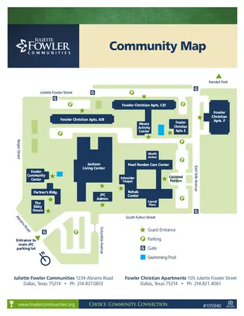 Campus Map of Juliette Fowler Communities, Assisted Living, Nursing Home, Independent Living, CCRC, Dallas, TX 1