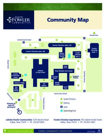 Campus Map of Juliette Fowler Communities, Assisted Living, Nursing Home, Independent Living, CCRC, Dallas, TX 2