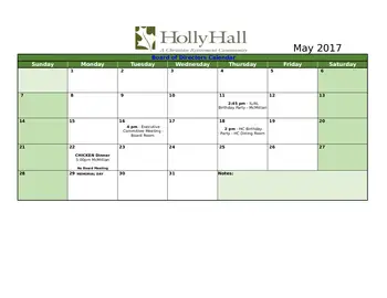 Activity Calendar of Holly Hall, Assisted Living, Nursing Home, Independent Living, CCRC, Houston, TX 1