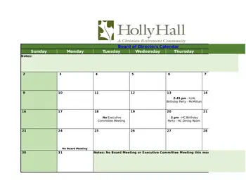 Activity Calendar of Holly Hall, Assisted Living, Nursing Home, Independent Living, CCRC, Houston, TX 3