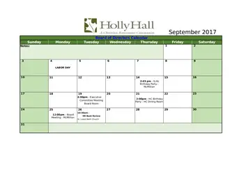 Activity Calendar of Holly Hall, Assisted Living, Nursing Home, Independent Living, CCRC, Houston, TX 6