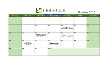 Activity Calendar of Holly Hall, Assisted Living, Nursing Home, Independent Living, CCRC, Houston, TX 7