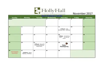 Activity Calendar of Holly Hall, Assisted Living, Nursing Home, Independent Living, CCRC, Houston, TX 8