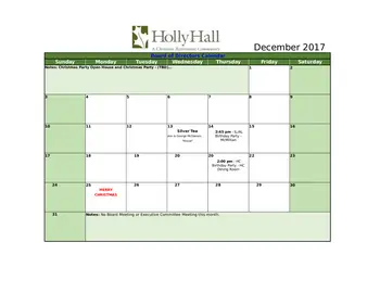 Activity Calendar of Holly Hall, Assisted Living, Nursing Home, Independent Living, CCRC, Houston, TX 9