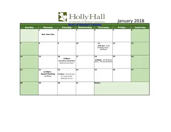Activity Calendar of Holly Hall, Assisted Living, Nursing Home, Independent Living, CCRC, Houston, TX 10