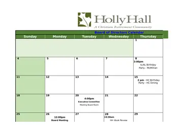 Activity Calendar of Holly Hall, Assisted Living, Nursing Home, Independent Living, CCRC, Houston, TX 12