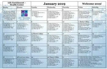 Activity Calendar of C.C. Young, Assisted Living, Nursing Home, Independent Living, CCRC, Dallas, TX 2